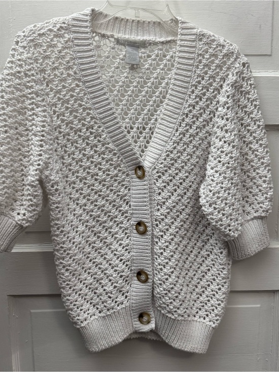 Sweaters - Design History White Crochet Knit Coastal Cardigan XS